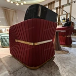 Modern Luxury Sofa Set with Multi-Process Quilted Craftsmanship, High-Gloss Natural Wood Veneer & Gold Stainless Steel Accents